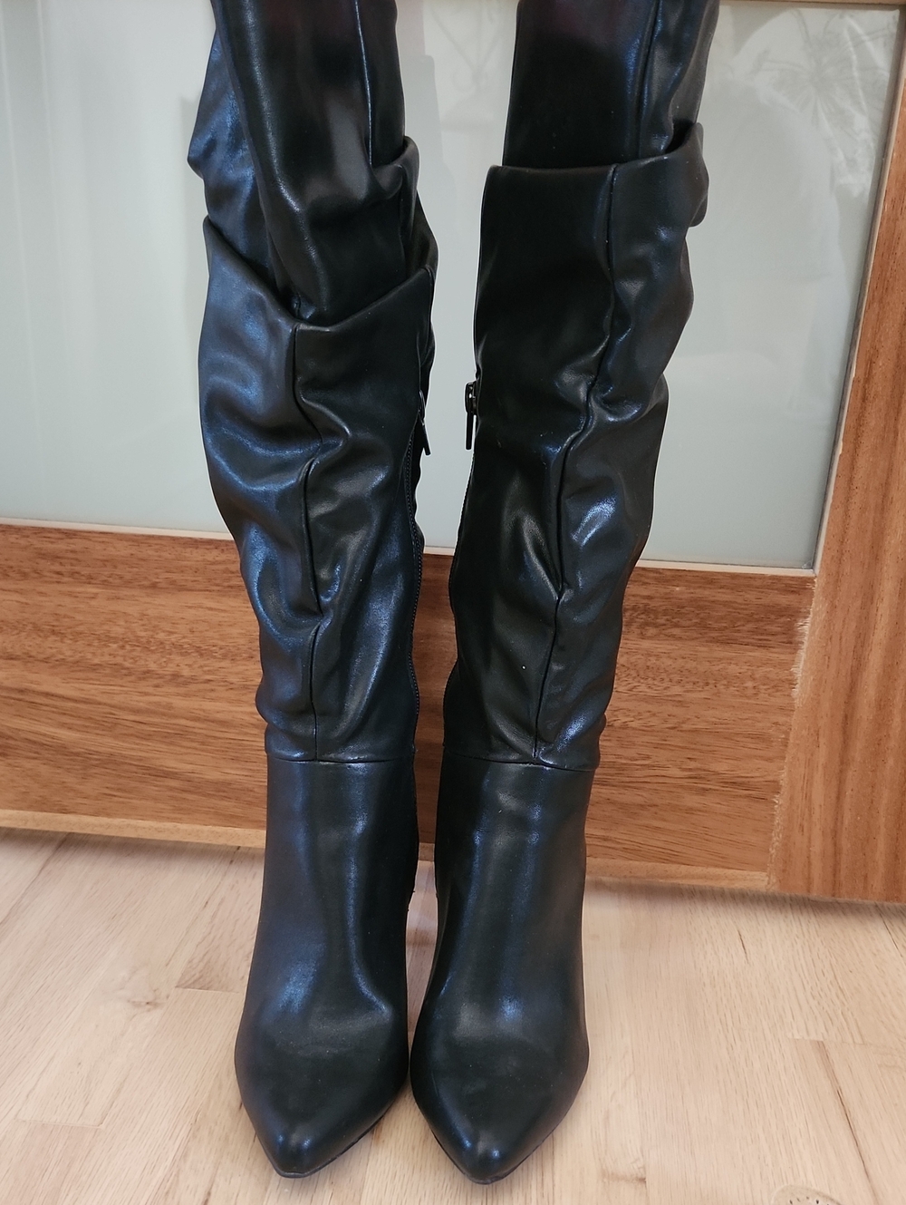 Christian Siriano Black Knee High Pointed Toe Boots